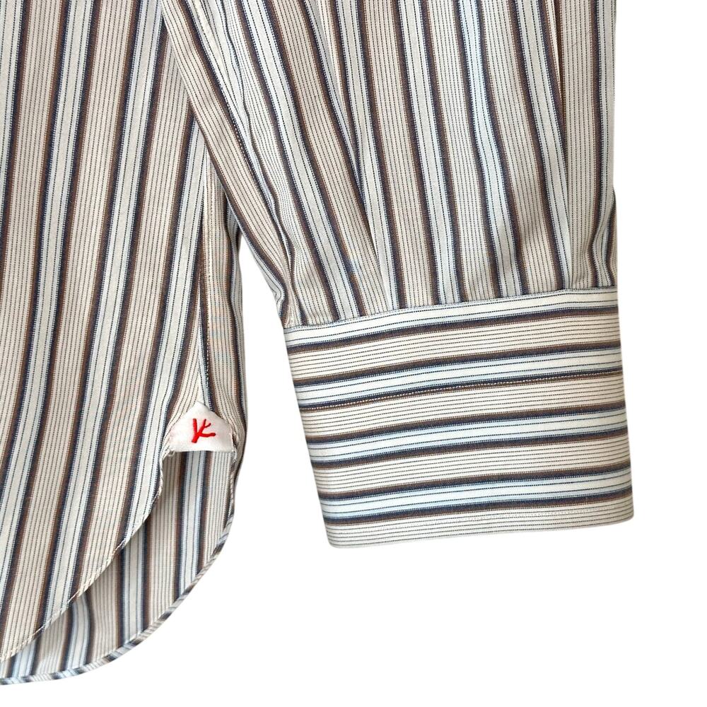 Isaia Napoli Long Sleeve Dress Shirt Mens 17 / 43 Striped Cotton Button Front - Picture 2 of 16